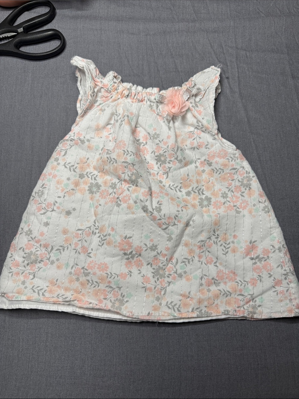 Rene Rofe Baby White Tank Top with Peach Floral Print